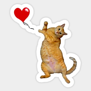 Cat releasing heart balloon Sticker